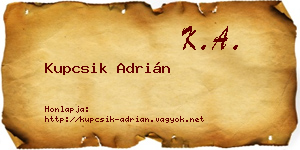 Kupcsik Adrián névjegykártya